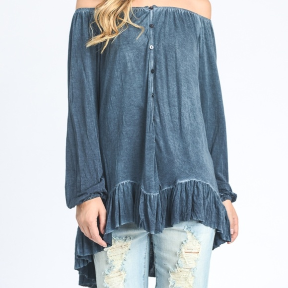 Mauve Off Shoulder Boho Top 18009 - Picture 4 of 8